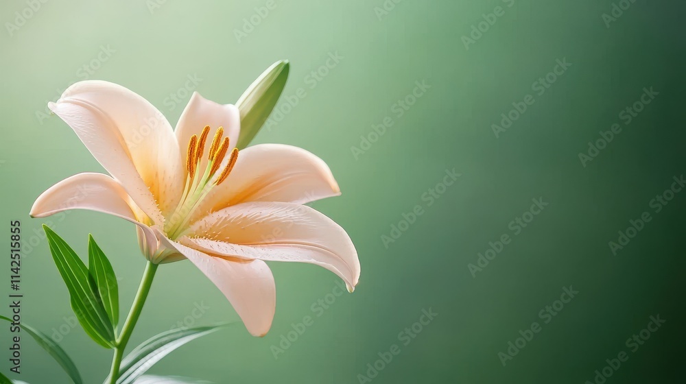 Fototapeta premium A single flower with a green background