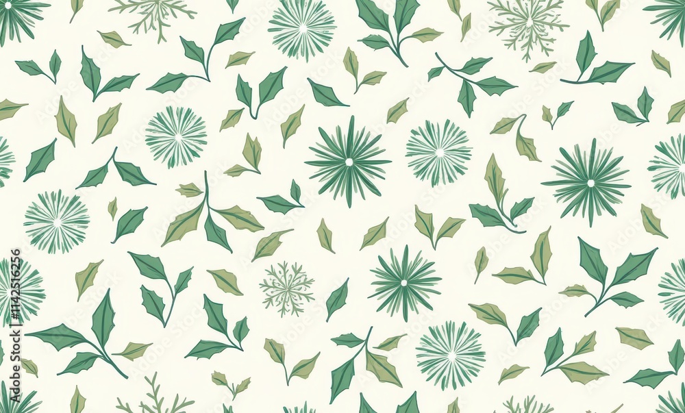 Stylized botanical pattern in green hues Stylized botanical pattern in green hues
