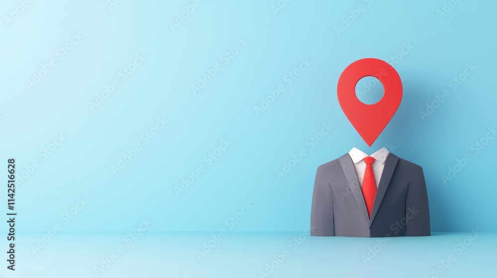 Creative paper art business icon red pin above suit minimalist Creative paper art business icon red pin above suit minimalist