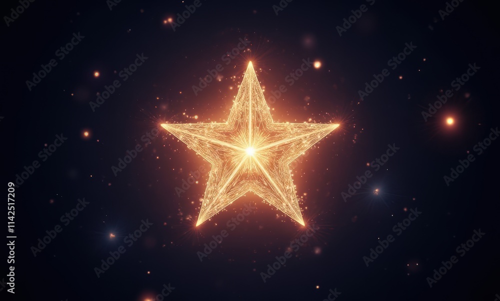 Glowing golden star with sparkling background Glowing golden star with sparkling background