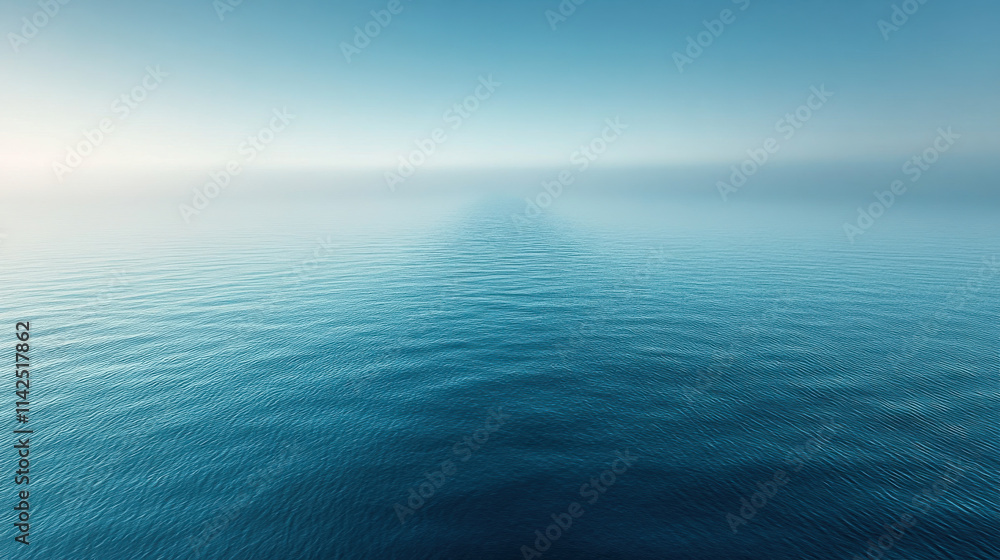 Obraz premium vast expanse of deep blue water stretches to horizon, creating serene and tranquil atmosphere. calm surface reflects soft hues of sky, evoking sense of peace and wonder