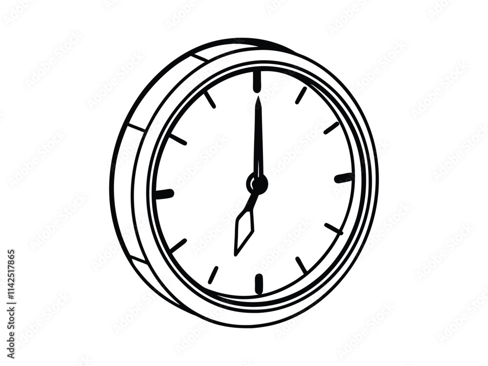 Wall Clock Line Art Silhouette Vector Wall Clock Line Art Silhouette Vector