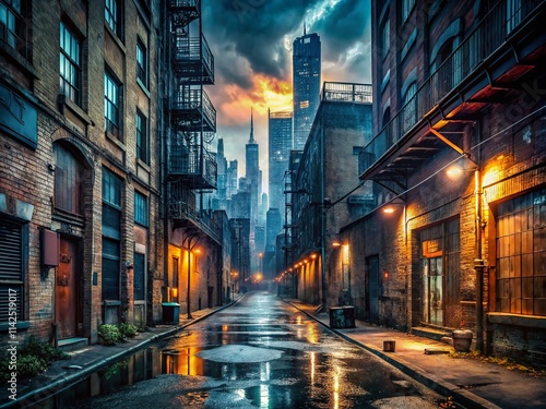 Dark Cityscape: Gotham Inspired Urban Exploration Photography - Gritty Alleyways, Industrial Ruins, Neo-noir Atmosphere
