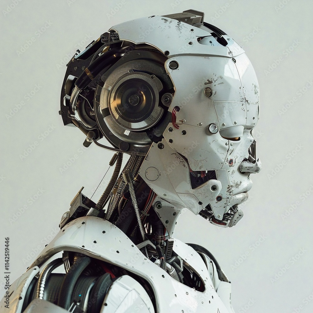 Fototapeta premium robotic human droid. futuristic ammour. robot. technology in future.