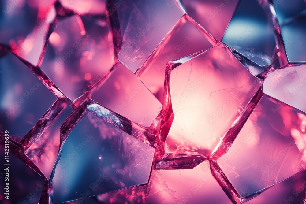 Macro close-up of pink and purple crystal shards, forming a beautiful, sparkling background, ideal for luxury, beauty, or fantasy-themed projects Macro close-up of pink and purple crystal shards, forming a beautiful, sparkling background, ideal for luxury, beauty, or fantasy-themed projects
