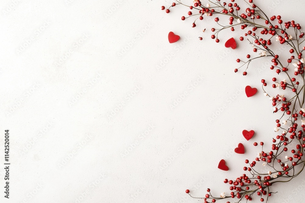 Red heart floral arrangement love theme minimalist style studio Red heart floral arrangement love theme minimalist style studio