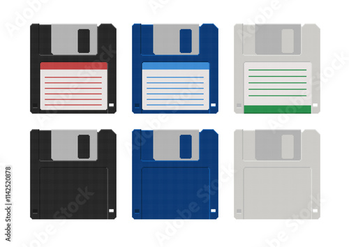 Vector illustration of floppy disks in pixel art