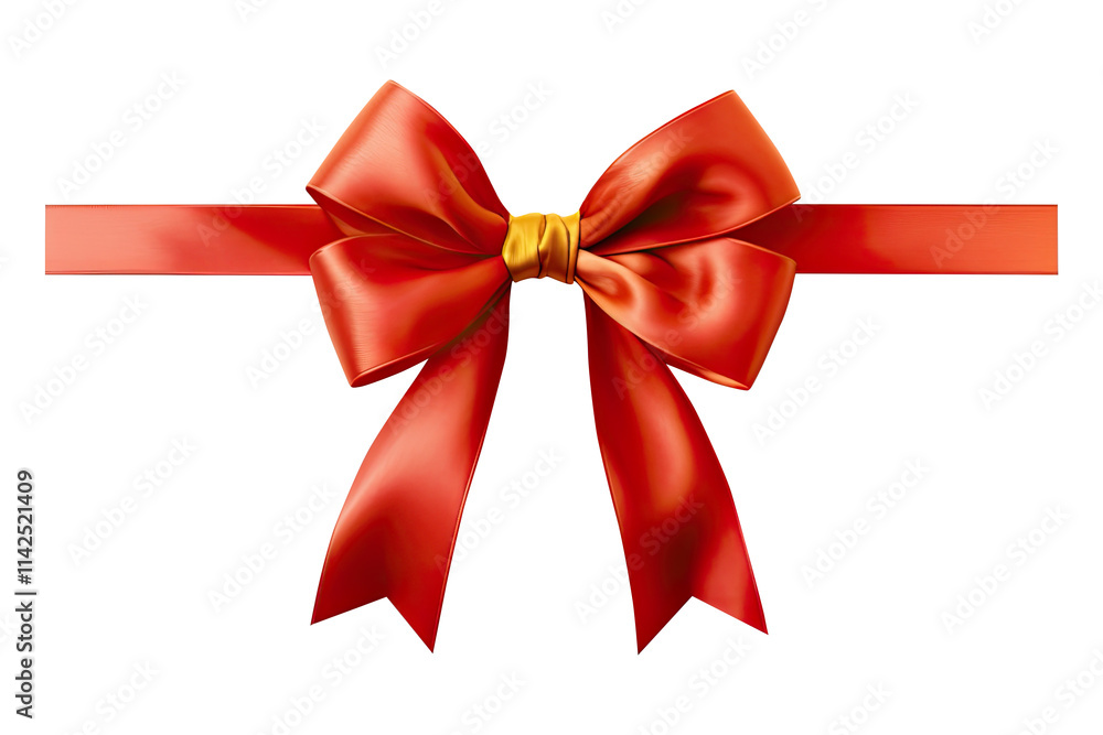 Red bow and ribbon bright satin for invitation, greeting card Red bow and ribbon bright satin for invitation, greeting card