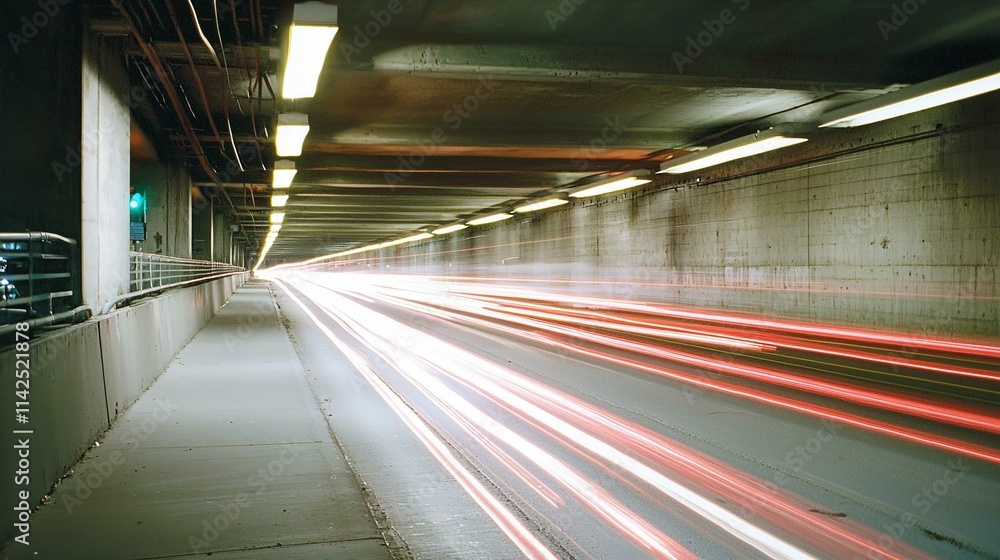 Fast Moving Subway Train in Urban Underground Station at Night Fast Moving Subway Train in Urban Underground Station at Night