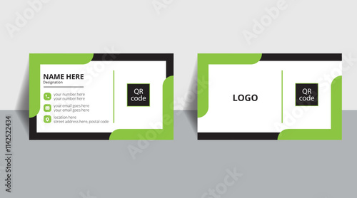 black and Moderate green business card clean design vector template.