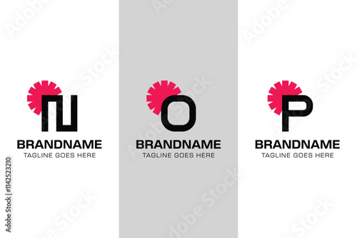 Letter N O P Sunrise Logo, symbolizing new beginnings and growth
