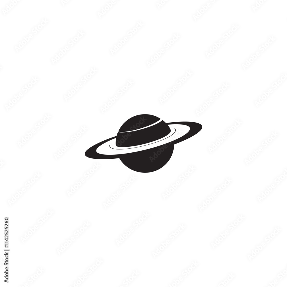 Monochrome Vector Illustration of Saturn with Rings Monochrome Vector Illustration of Saturn with Rings