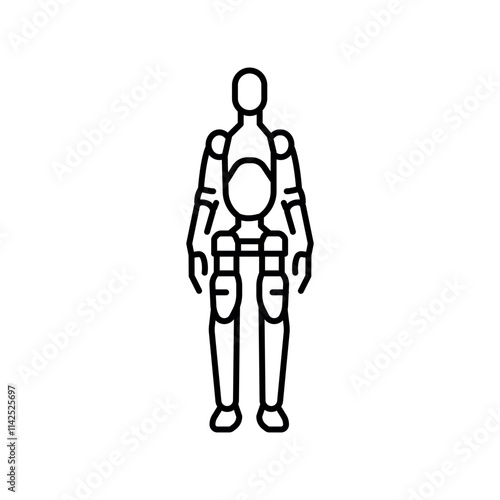 Humanoid robot line icon.