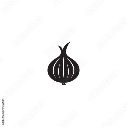 Flat Style Black and White Onion Icon