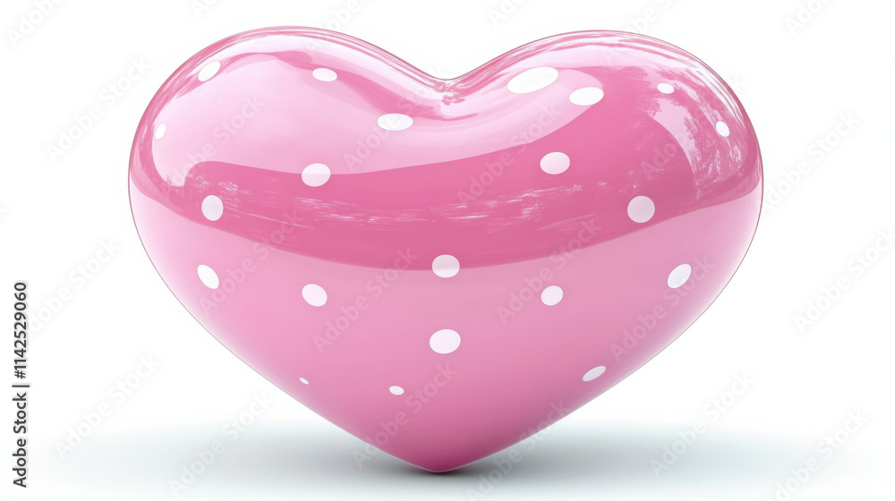 glossy pink heart with white polka dots, perfect for expressing love and affection. This vibrant design adds playful touch to any romantic theme or decoration glossy pink heart with white polka dots, perfect for expressing love and affection. This vibrant design adds playful touch to any romantic theme or decoration
