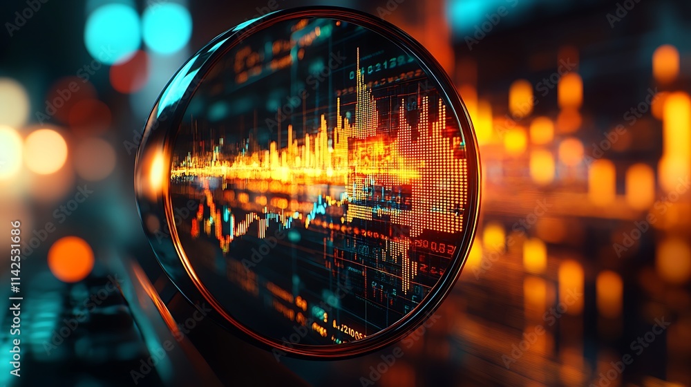 Analyzing financial data trends digital workspace graphic futuristic Analyzing financial data trends digital workspace graphic futuristic