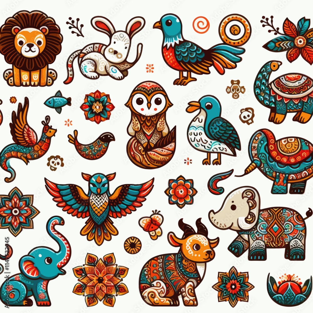 Fototapeta premium seamless pattern with birds and flowers