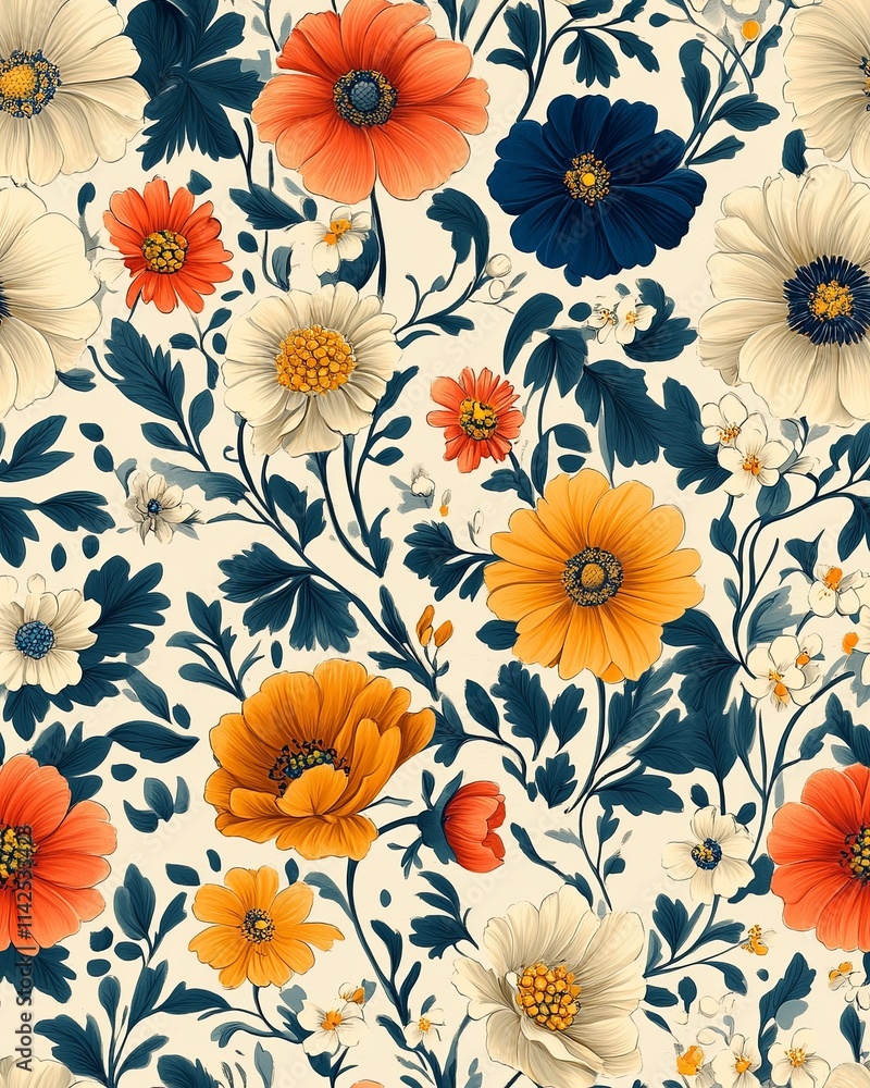 Pastel Floral Motif Seamless Pattern Design Pastel Floral Motif Seamless Pattern Design