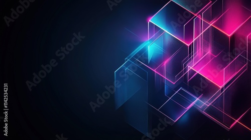 Abstract neon geometric shapes background.