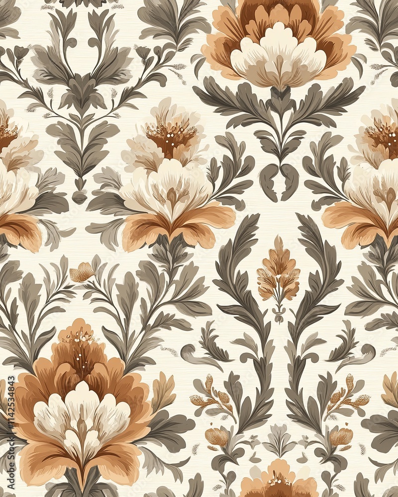 Fototapeta premium Muted Floral Pattern Design in Elegant Tones