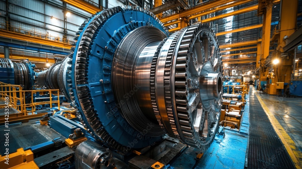 Green Energy Generation - Close up of Water Turbines at Industrial Hydroelectric Site reducing Carbon Footprint Green Energy Generation - Close up of Water Turbines at Industrial Hydroelectric Site reducing Carbon Footprint