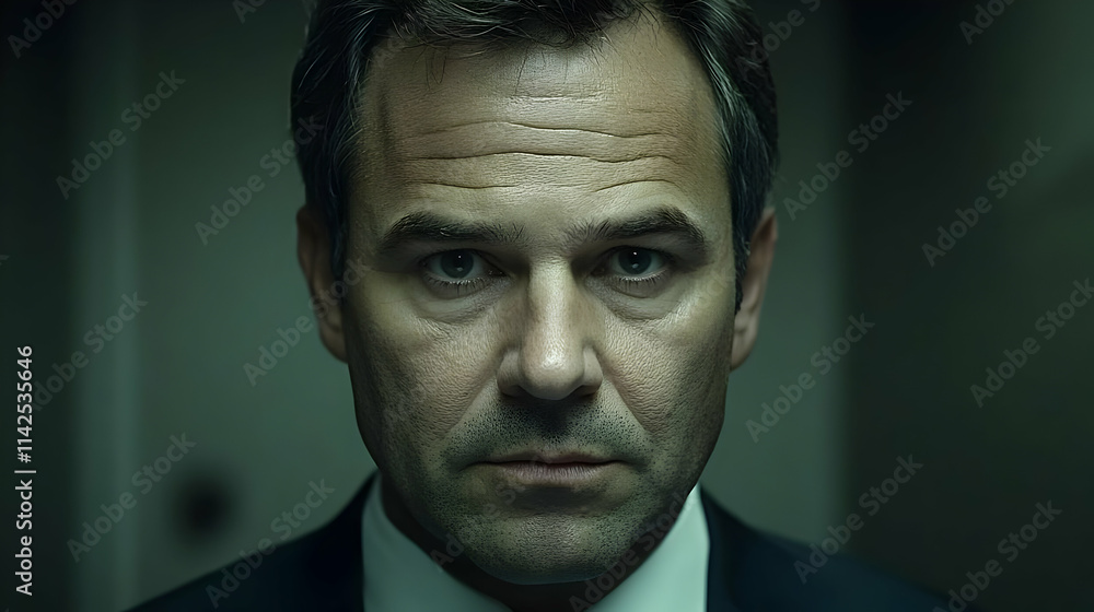 Serious Man Realistic Portrait Illustration Serious Man Realistic Portrait Illustration