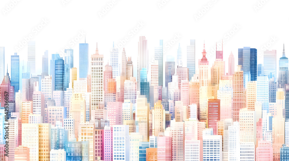 Seamless pattern of modern cityscapes with colorful buildings and skyline Seamless pattern of modern cityscapes with colorful buildings and skyline