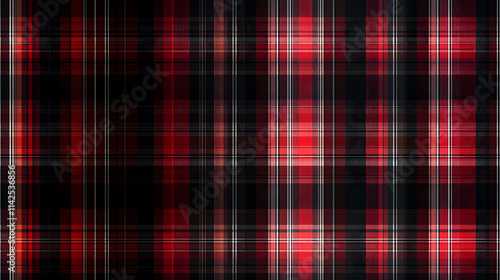 Seamless tartan plaid pattern in dark red and black with classic design