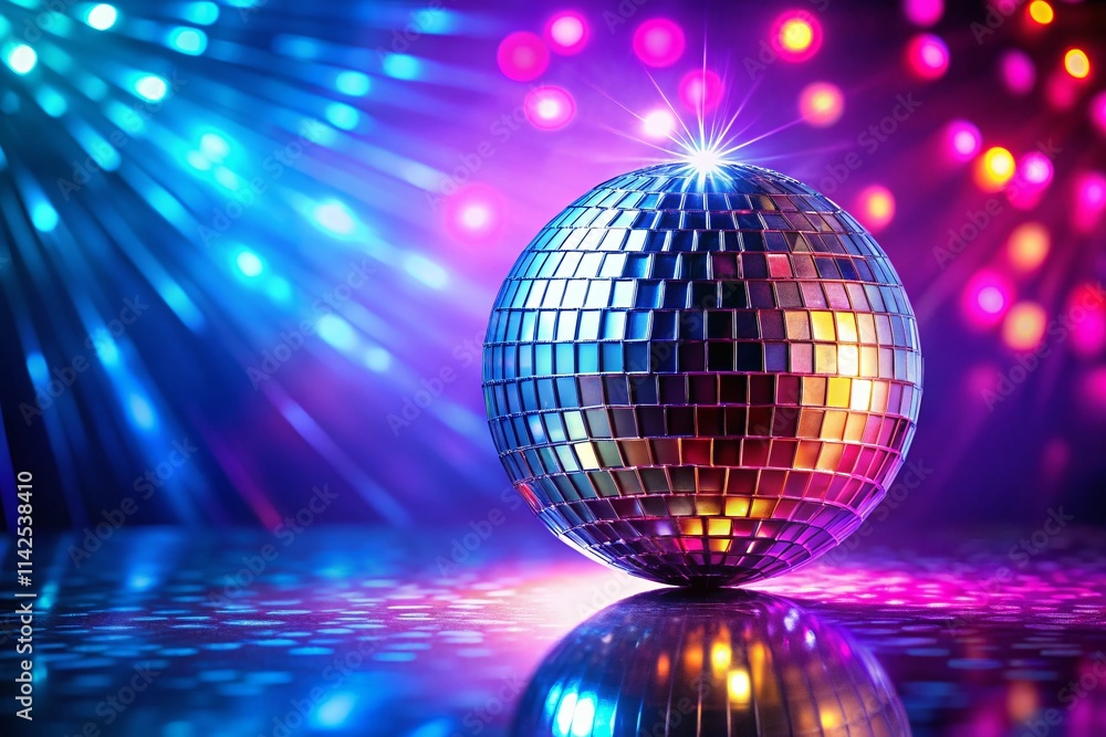 Obraz premium Disco Ball Panoramic Party Background - Sparkling Mirror Effect Image for Celebrations