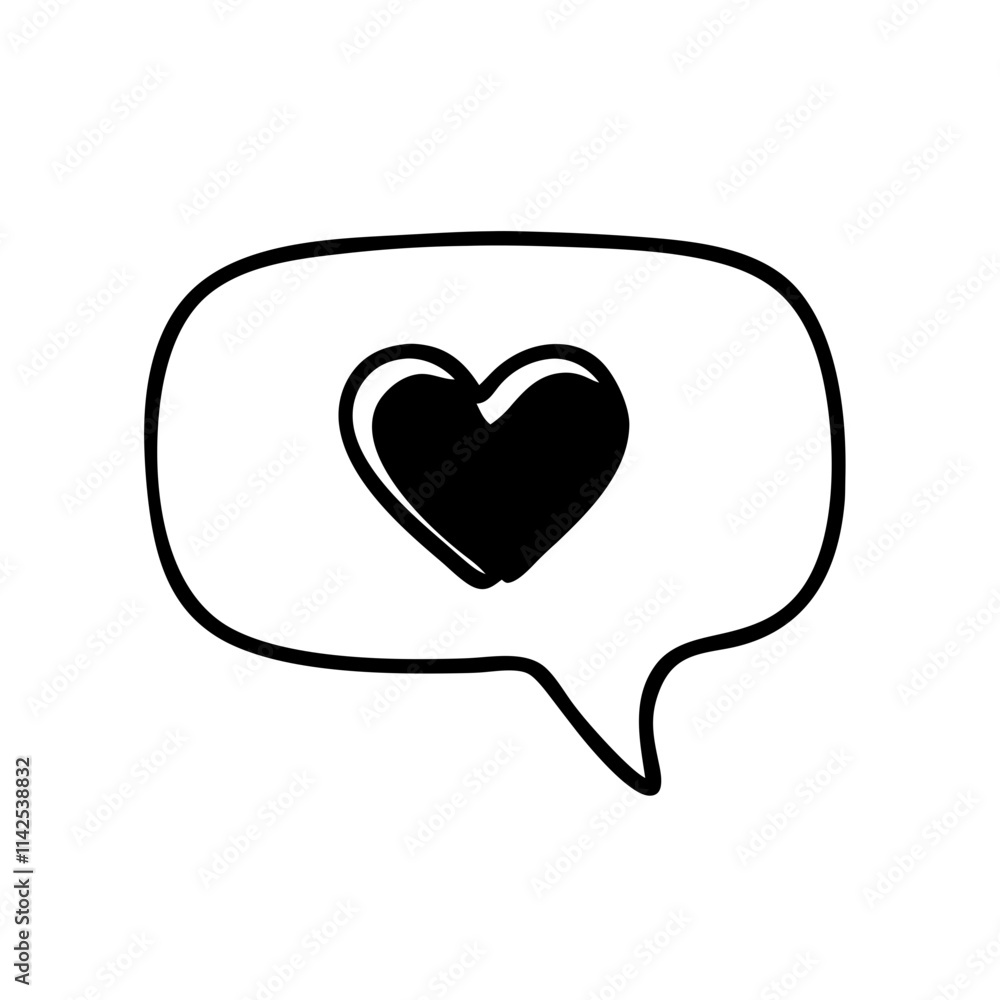 Simple heart icon inside a speech bubble for social media communication Simple heart icon inside a speech bubble for social media communication