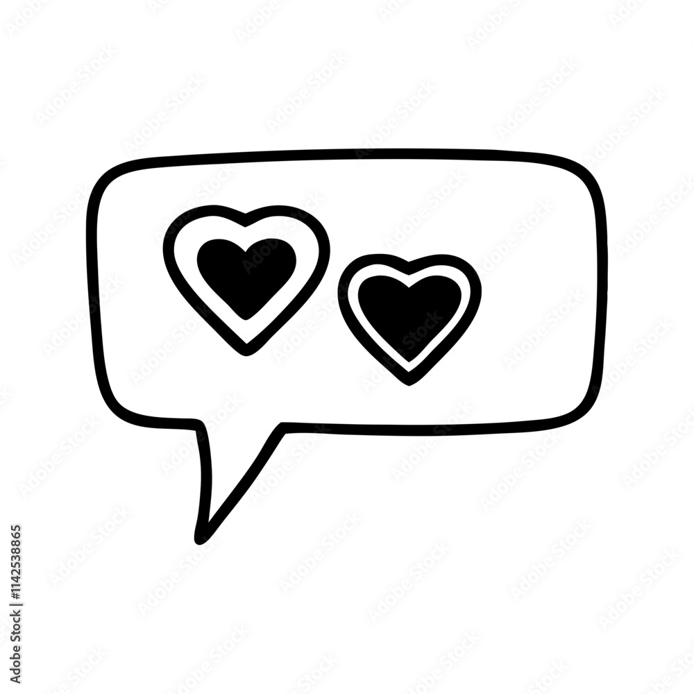 Love message bubble icon featuring hearts in a simple and charming design Love message bubble icon featuring hearts in a simple and charming design