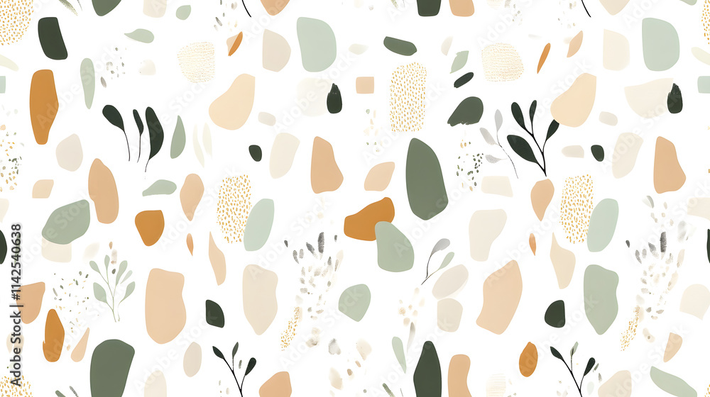 Earthy pastel seamless pattern with abstract shapes and soft colors Earthy pastel seamless pattern with abstract shapes and soft colors