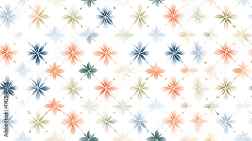 Elegant floral pattern with soft colors, featuring delicate flowers in various shades