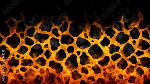 Abstract blend of cheetah spots and molten gold patterns, creating fiery visual photo