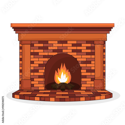 Fire Place for Winter House Vector element.