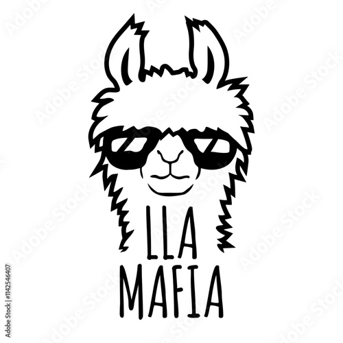 Lla Mafia Lama Saying Sunglasses Text Quote Cool Design Lover Art Vector Illustration Card T-Shirt Poster Sticker Graphic Print Decorative Drawing Isolated Logo Decoration Symbol Creative Cool Style
