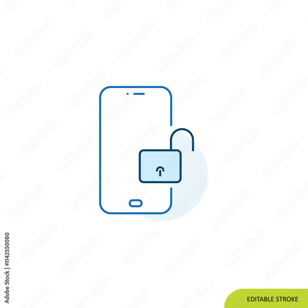 Unlock Mobile Icon, Editable stroke Unlock Mobile Icon, Editable stroke