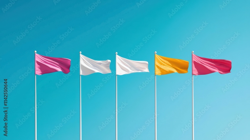A collection of colorful national flags fluttering in the wind against a clear blue sky, representing international unity and cooperation. A collection of colorful national flags fluttering in the wind against a clear blue sky, representing international unity and cooperation.