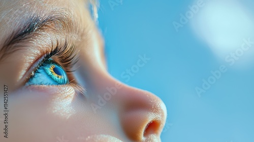 A close up shot of a child eyes filled with hope, representing the potential for a brighter future for vulnerable communities.