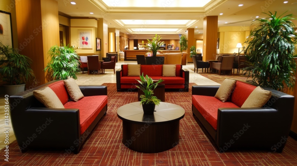 Lounge area. Modern lobby, hallway of the five stars luxury hotel, business center in Vancouver, Canada. Interior design. Vertical. Lounge area. Modern lobby, hallway of the five stars luxury hotel, business center in Vancouver, Canada. Interior design. Vertical.