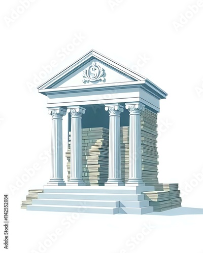 illustration of bank building with dollar sign