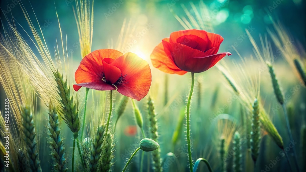 Double Exposure Poppy Field: Red Poppies Green Field Surreal Photography Art Double Exposure Poppy Field: Red Poppies Green Field Surreal Photography Art