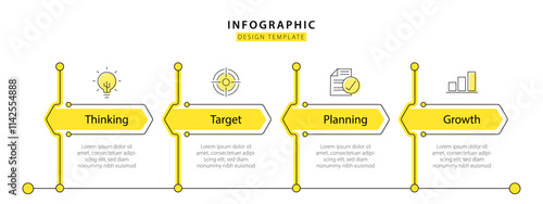 Timeline infographic template. 4 Step timeline journey, calendar Flat simple infographics design template. presentation graph. Business concept with 4 options, vector illustration.