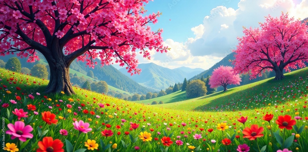 Beautiful Colorful Spring Wallpaper of Flowers and Trees, nature, colorful, scenery Beautiful Colorful Spring Wallpaper of Flowers and Trees, nature, colorful, scenery