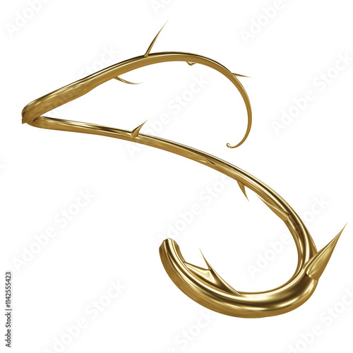 3D rendered golden vine isolated on transparent background