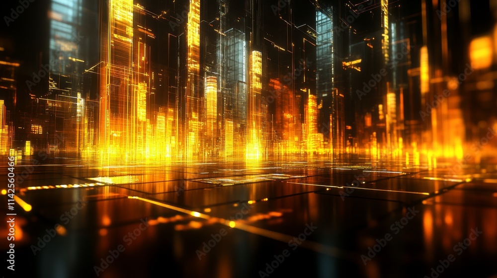 Fototapeta premium Futuristic Business Graphics with Warm Light Layers