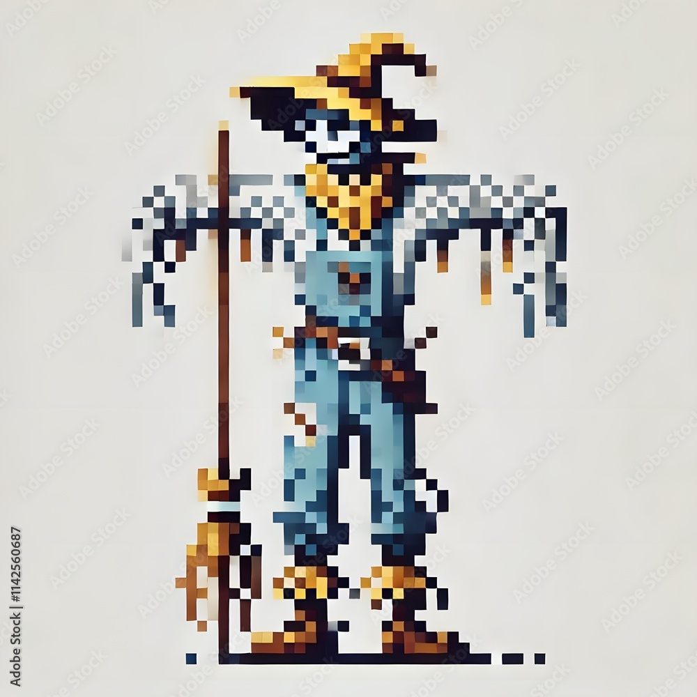 Obraz premium 허수아비, 픽셀아트, jpeg (scarecrow, pixel art, jpeg)