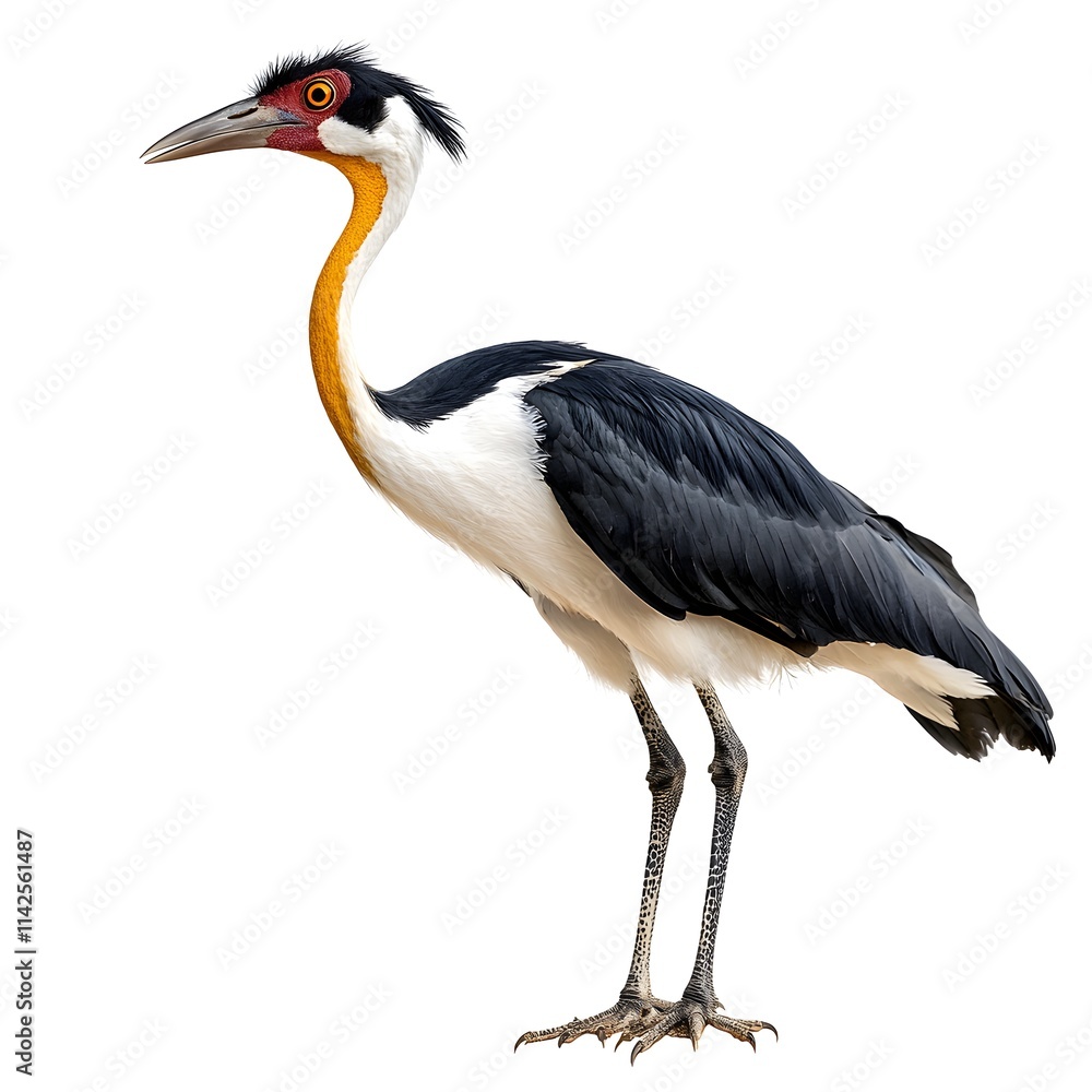 Majestic Bird with Elegant Black and White Plumage Standing Gracefully Majestic Bird with Elegant Black and White Plumage Standing Gracefully