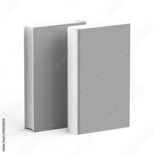 close up of a white book template on white background