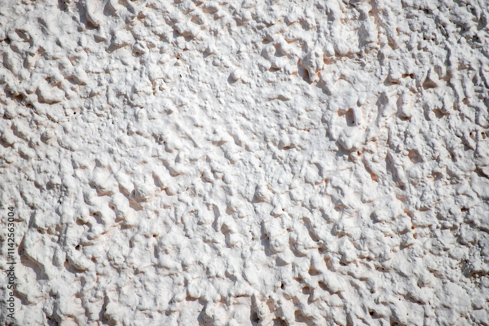 The wall is covered in white paint and has a rough texture The wall is covered in white paint and has a rough texture